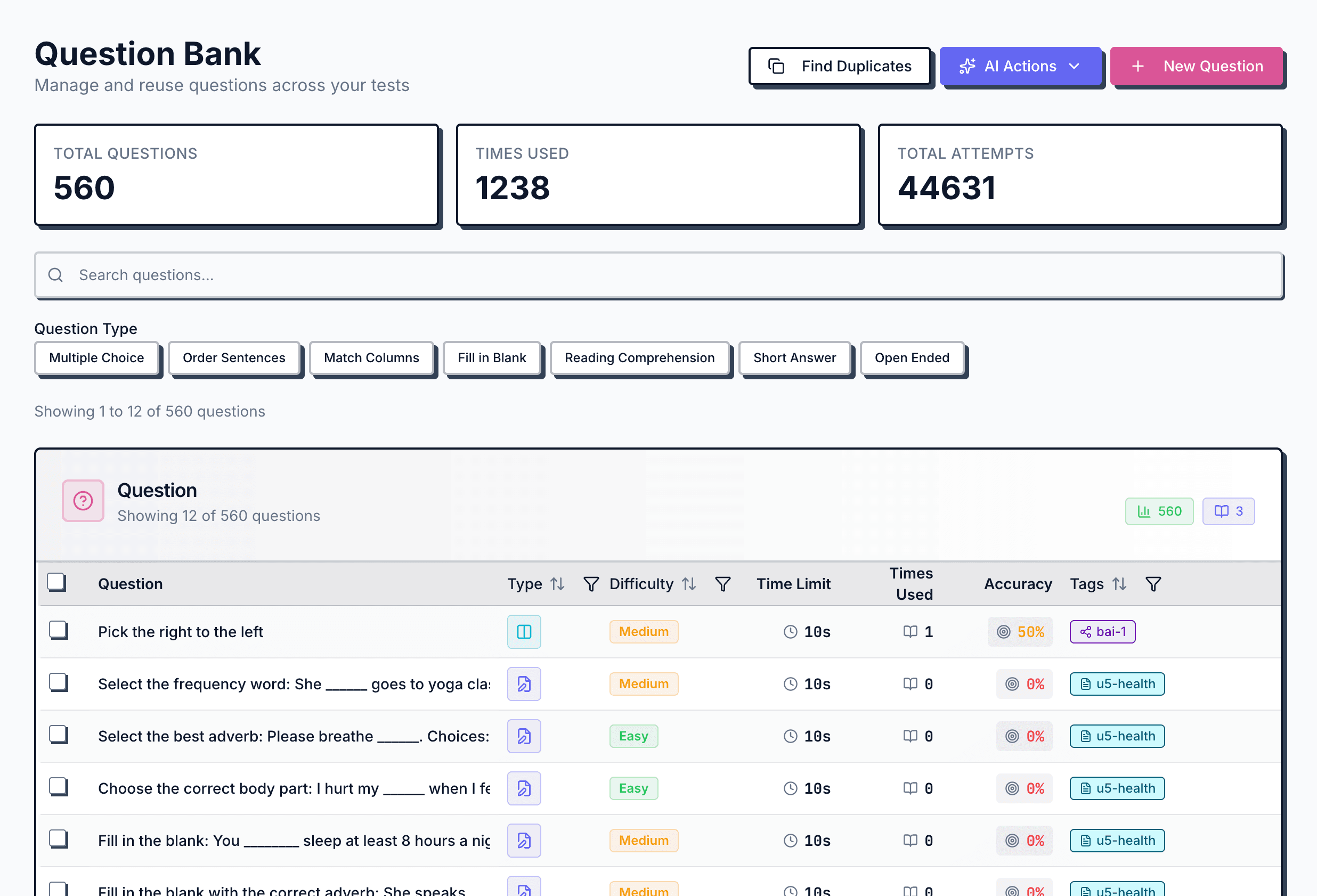 Question Bank Management